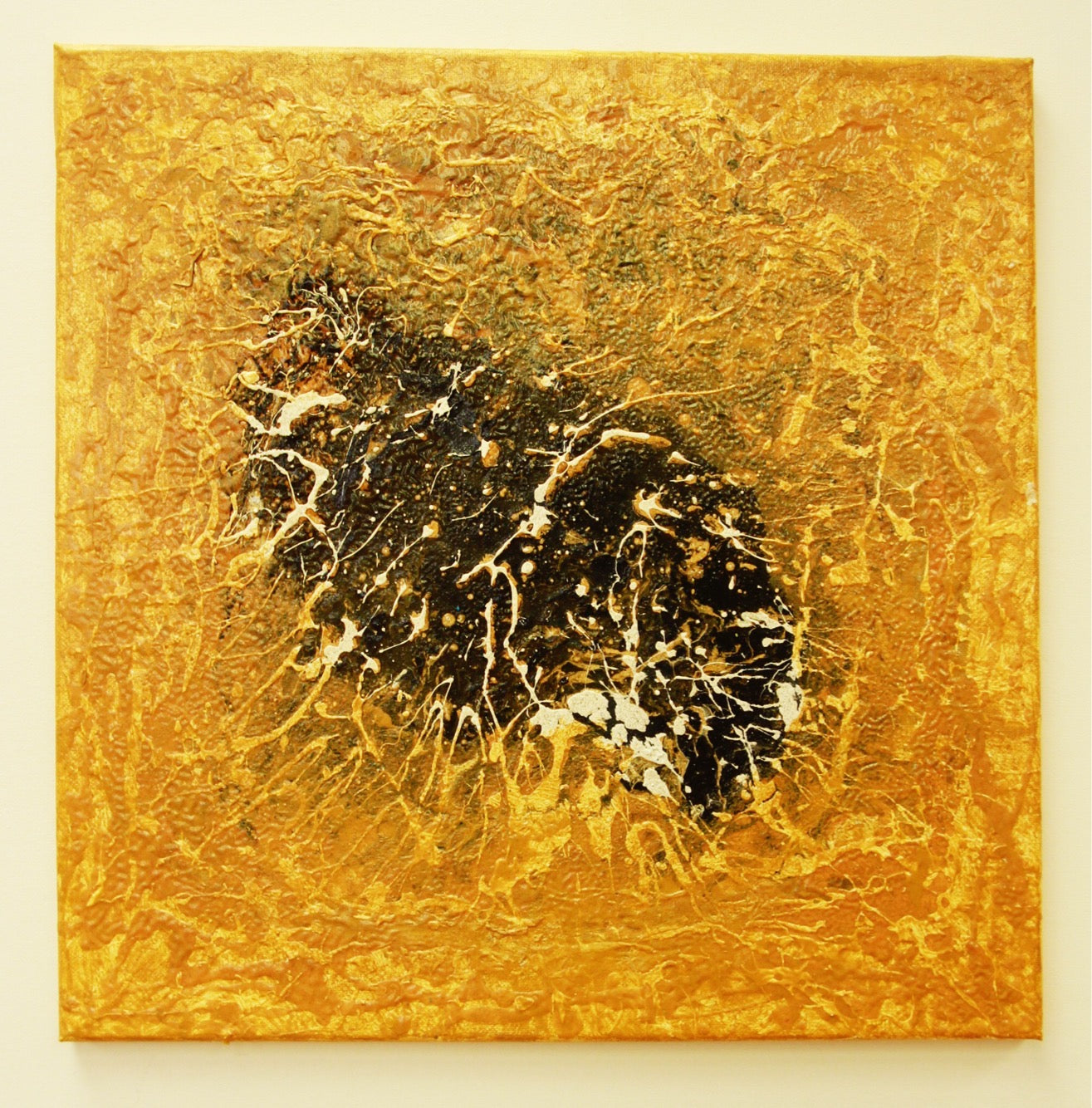 The Golden Heart (Size: 40×40, Mixed Medium on Canvas)